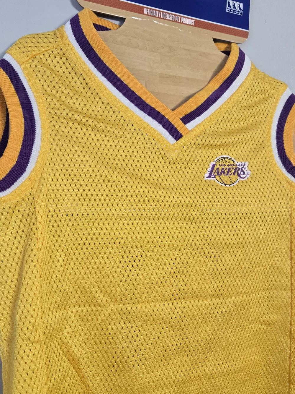 NWT NBA LA Lakers Dog Jersey Large Pets First Yellow Mesh Basketball Shirt - Picture 4 of 7